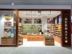 Wejście do sklepu Czas na Herbatę w galerii Warmińskiej w Olsztynie