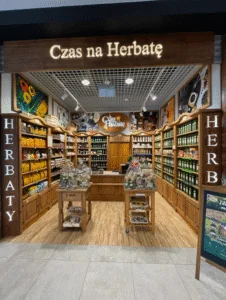 Wejście do sklepu Czas na Herbatę w galerii Olimp w Lublinie.