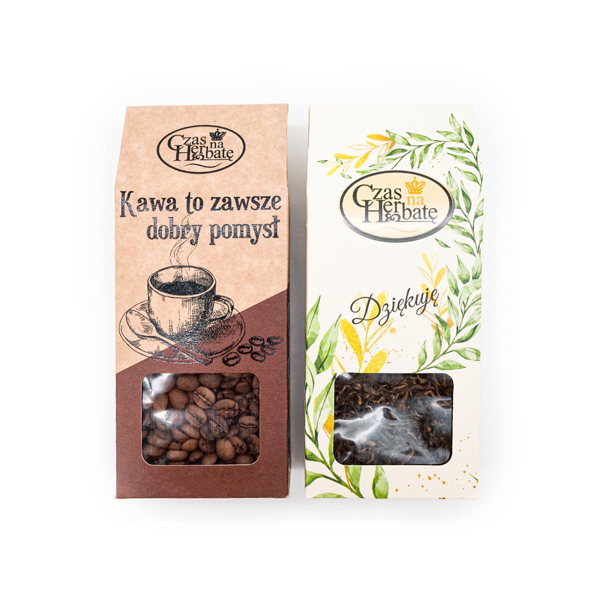 Zestaw Kawa i herbata - kawa ziarnista Brazylia i czarna herbata Golden Yunnan w pudełku eco, prezent dla babci i dziadka - obrazek 2